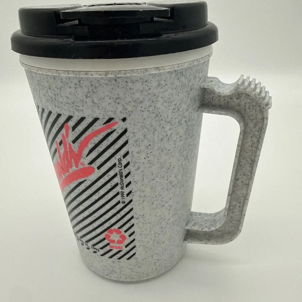 Vintage 90s McDonald’s Travel Mug 22oz Black Pink Grey